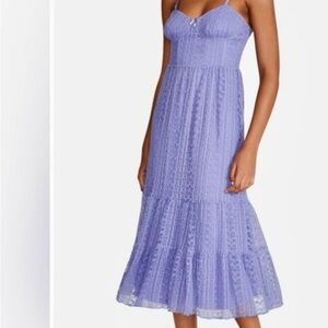 Betsy Johnson Elegant Purple Lace Midi Dress